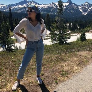 Hollister white flowy top